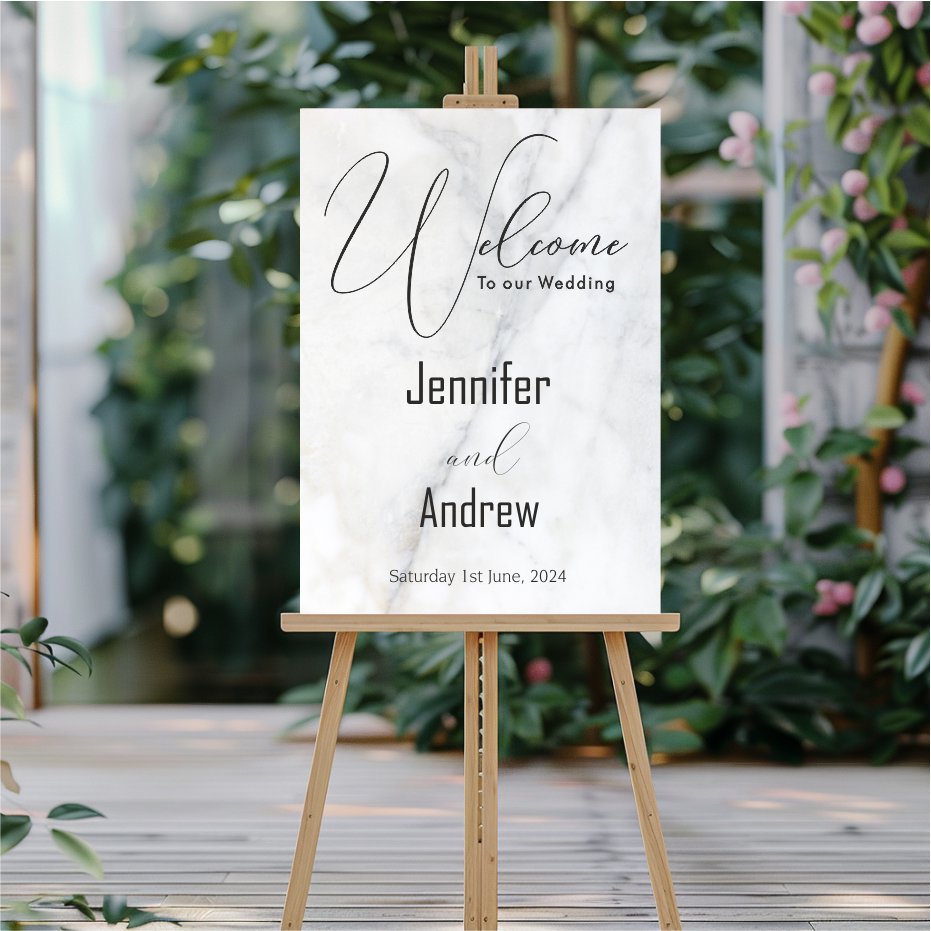 Make your ceremony unforgettable with a stunning welcome wedding sign.