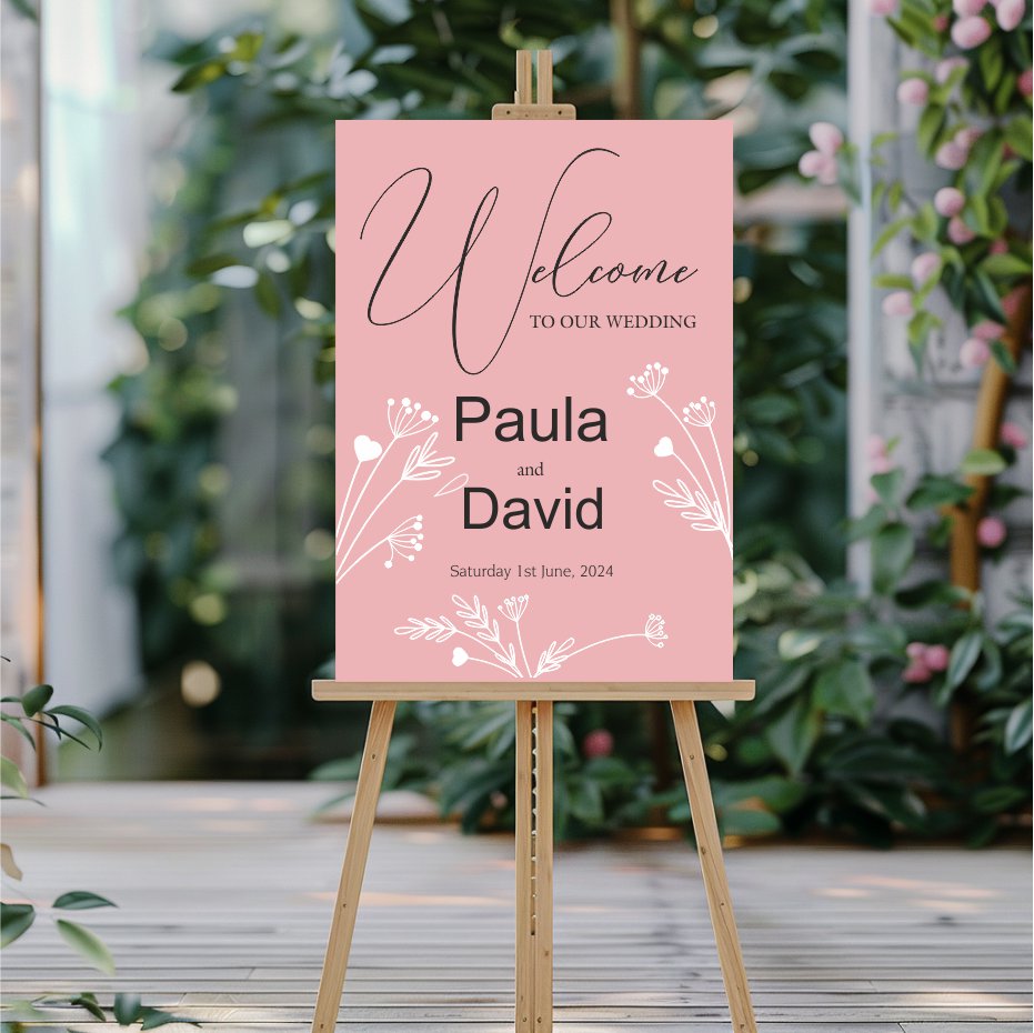 Personalize your big day with a unique and elegant welcome wedding sign.