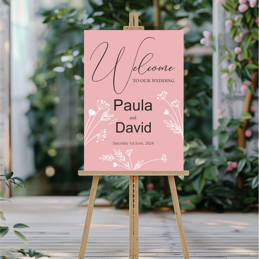 Personalize your big day with a unique and elegant welcome wedding sign.