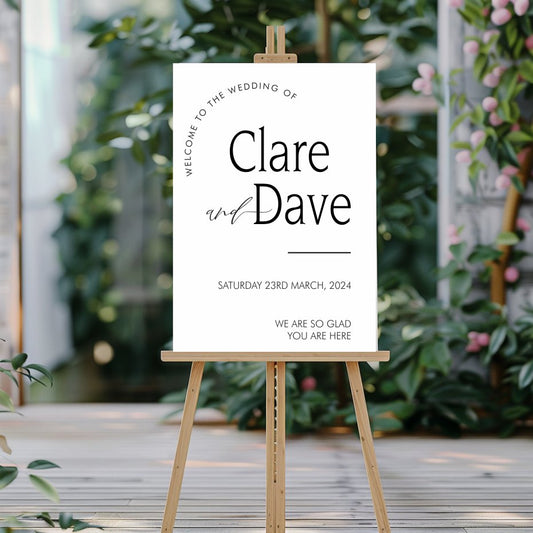 Modern arc wedding welcome sign personalised for Irish weddings