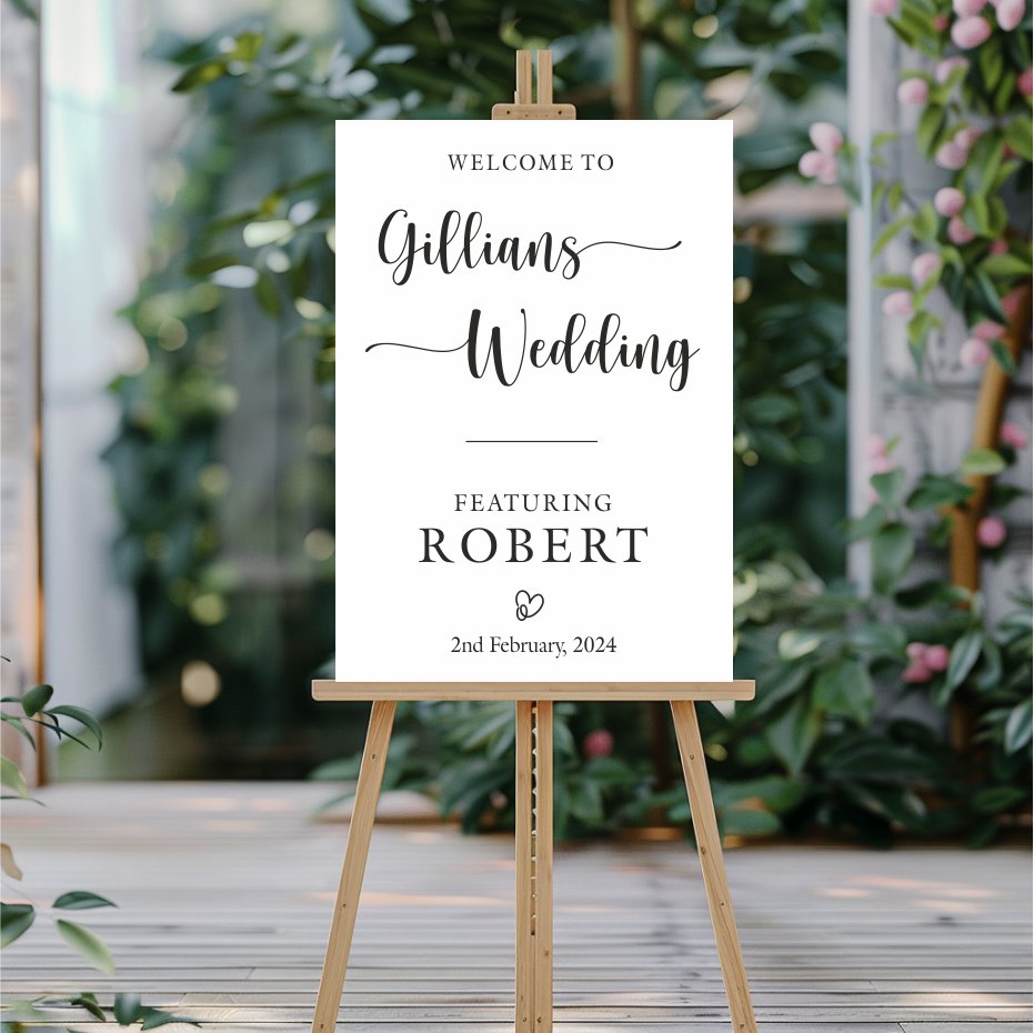 Set the perfect mood for your event with a beautifully personalized welcome wedding sign.