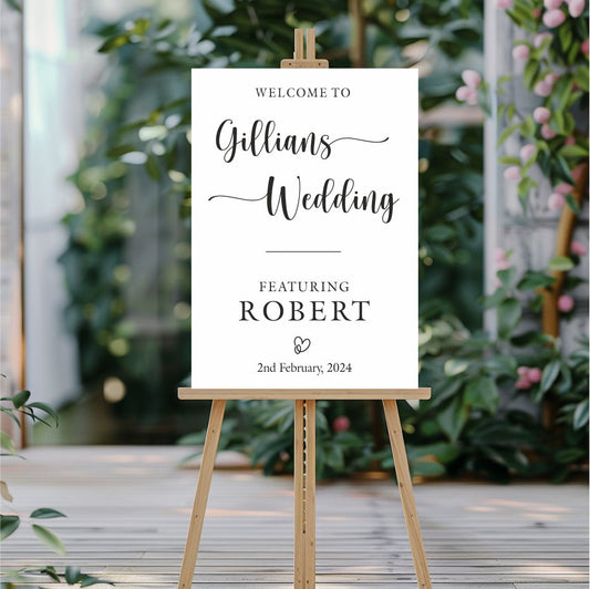 Set the perfect mood for your event with a beautifully personalized welcome wedding sign.