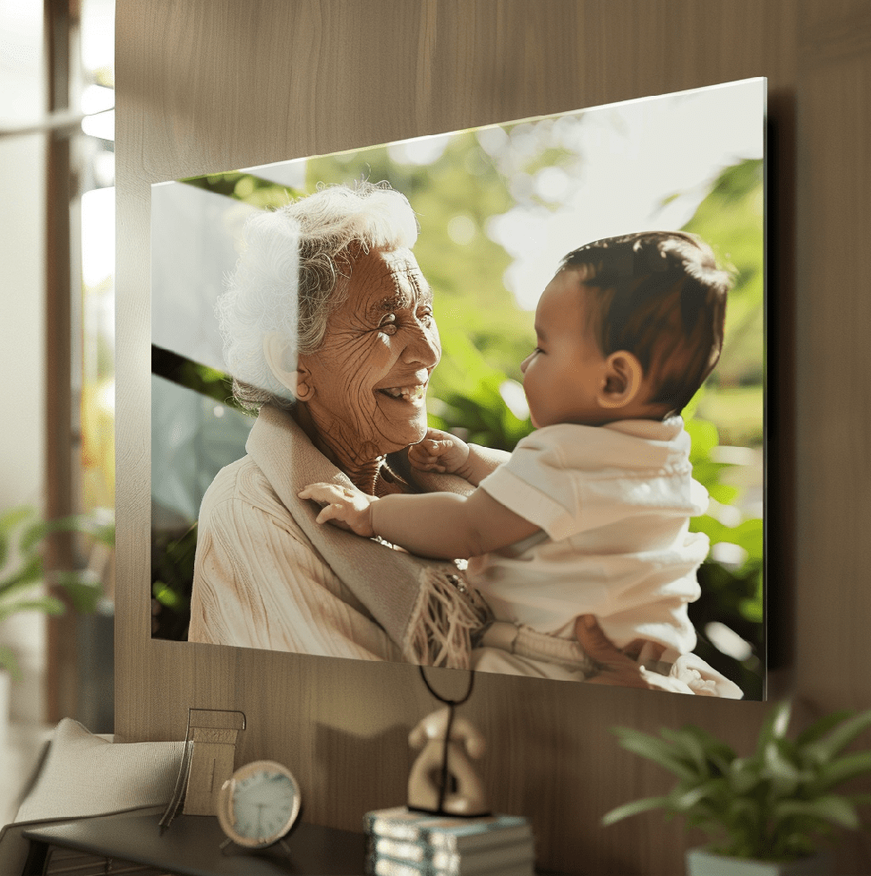 Transform your photos into eye-catching decor with a sleek acrylic photo panel.