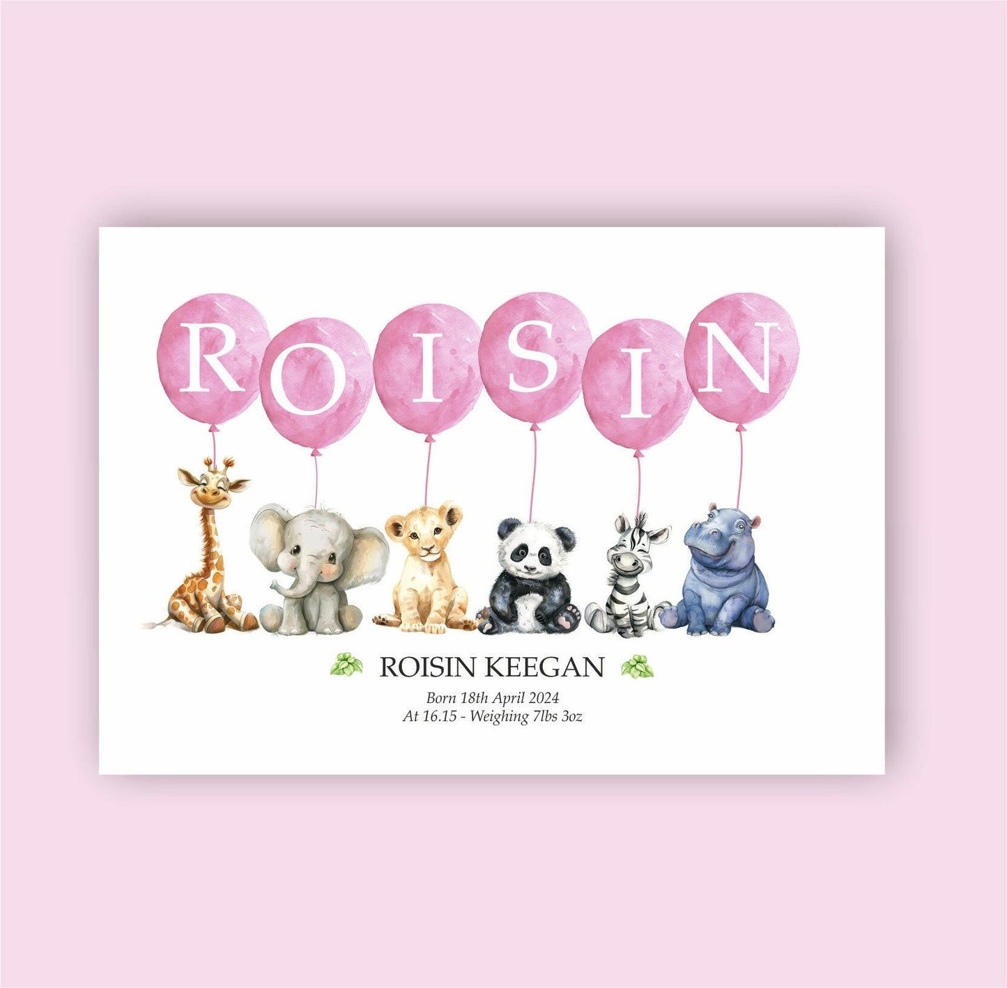 Personalised Safari Newborn Gift
