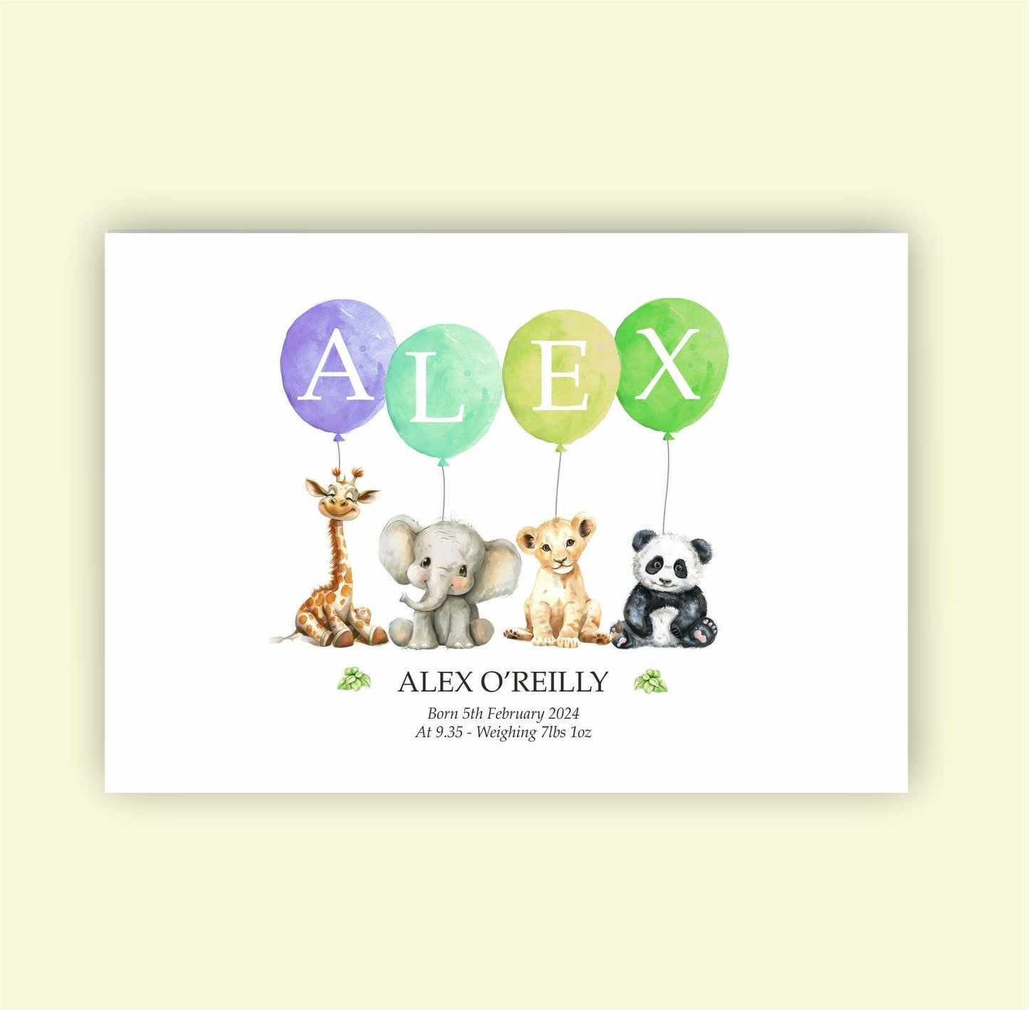 Personalised Safari Newborn Gift
