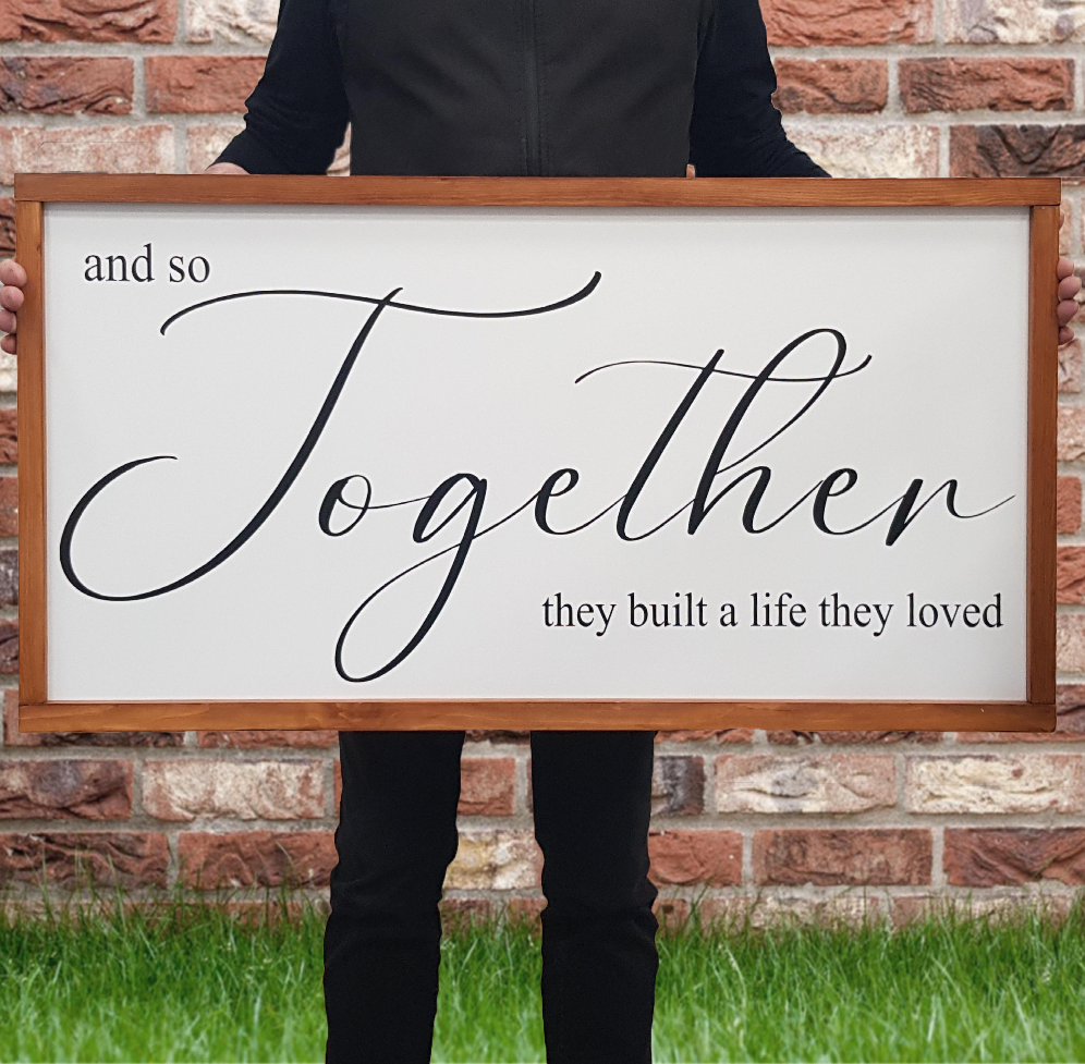 And so together they built a life they loved.. Our frames come in different sizes and should you need a specific size, just let us know and we will make it for you. Personalisation is free on this frame and you can add your names or any special message under the last line. The choice is yours!