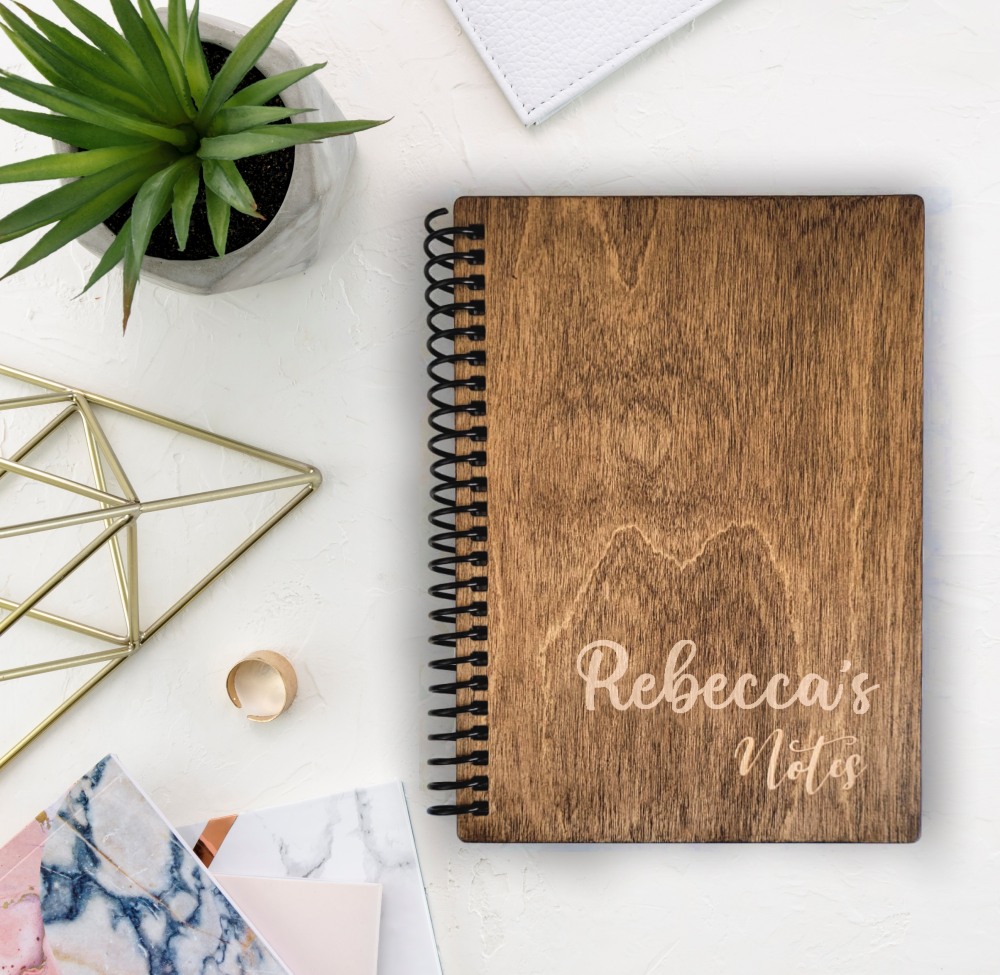 Personalised wooden notebook. Made in Dublin. A beautiful gift for that special someone.